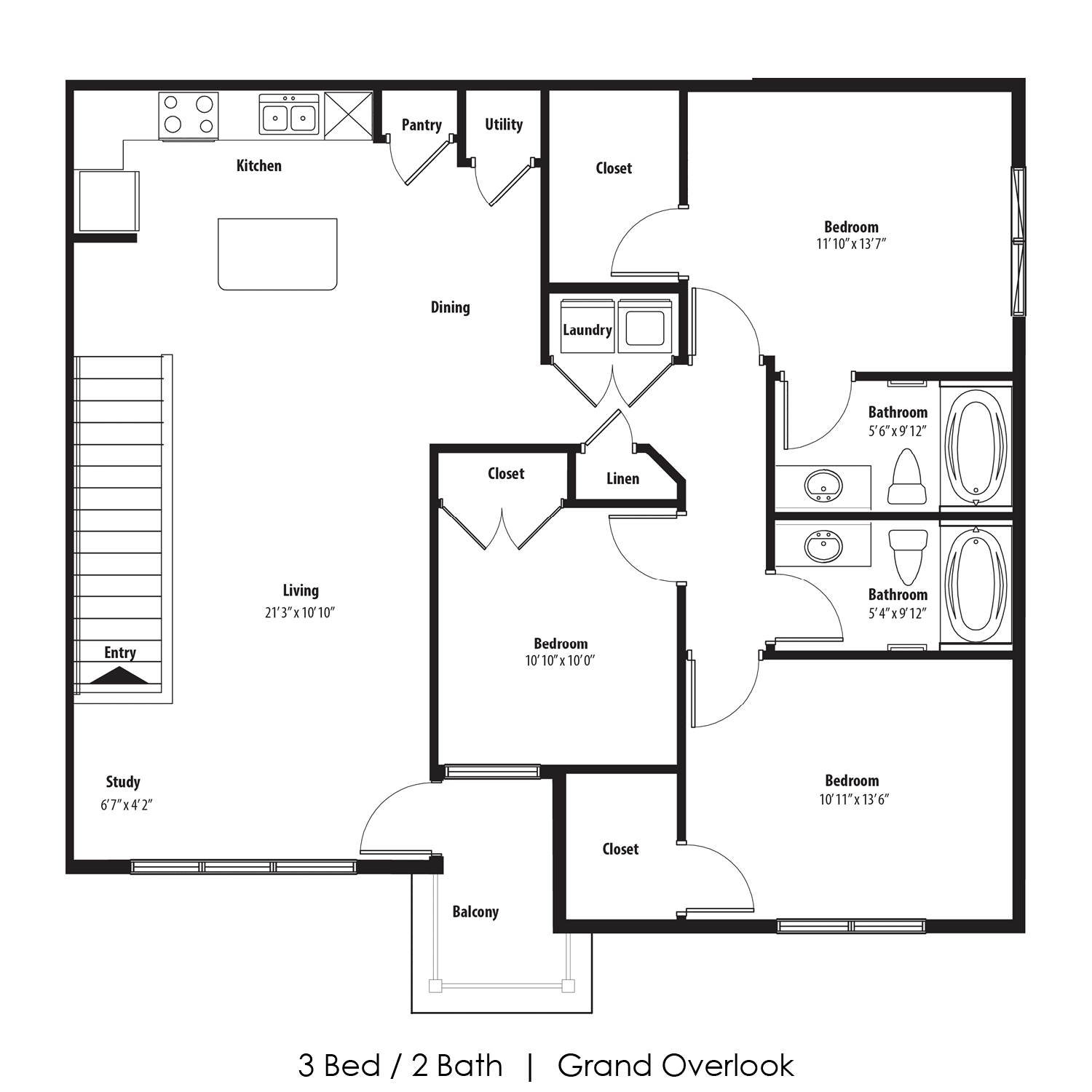 3 Bedroom Floor Plan at Legacy Commons, Omaha, Nebraska